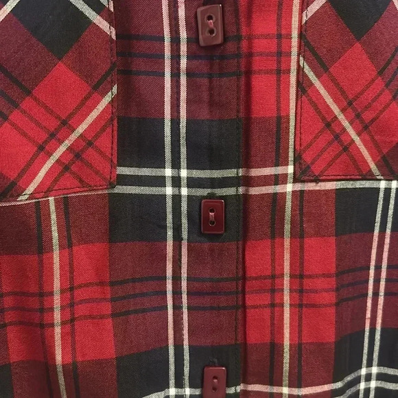 NWT JOHN MARK VELVET COLLAR PLAID BUTTON FRONT TOP - Picture 6 of 8